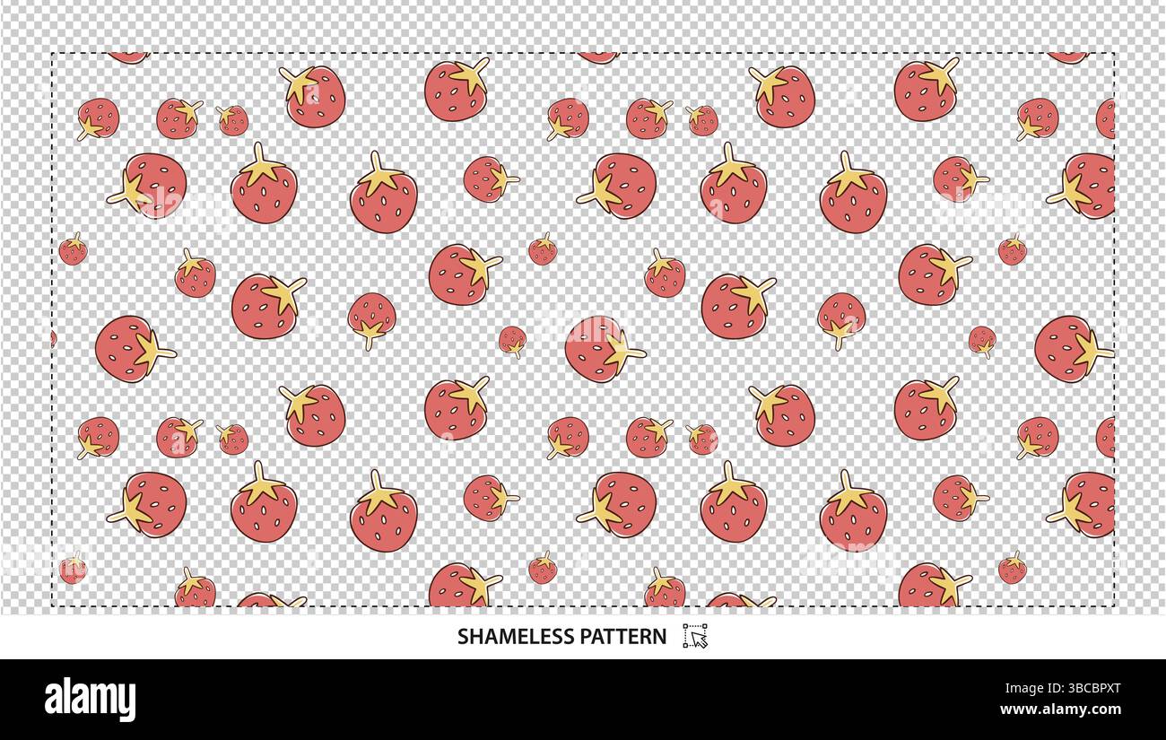 Design vettoriale con motivo senza cuciture alla fragola rossa per temi Sweet Food Illustrazione Vettoriale