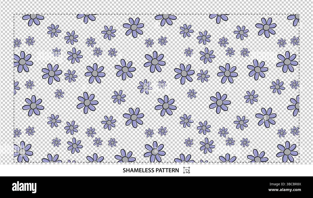 Motivo senza cuciture a fiore piccolo con contorno nero semplice per un design naturalistico minimalista Illustrazione Vettoriale