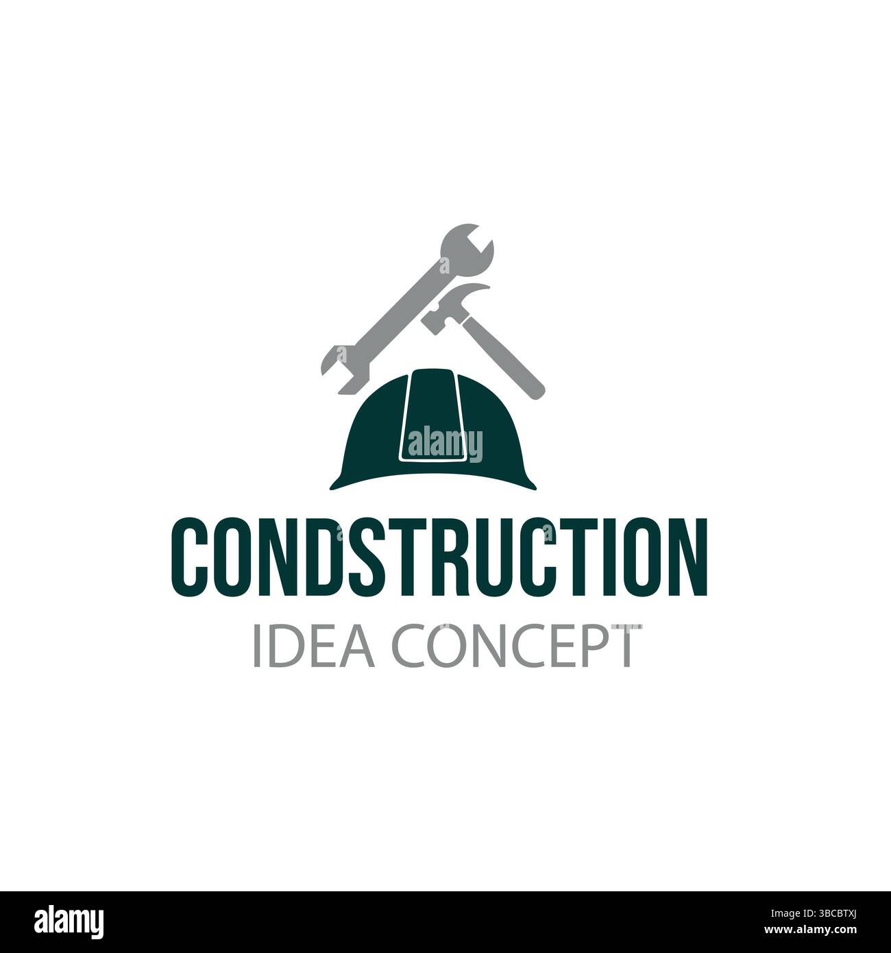 Logo Construction con Helmet and Tools Building Icon Design Concept Illustrazione Vettoriale