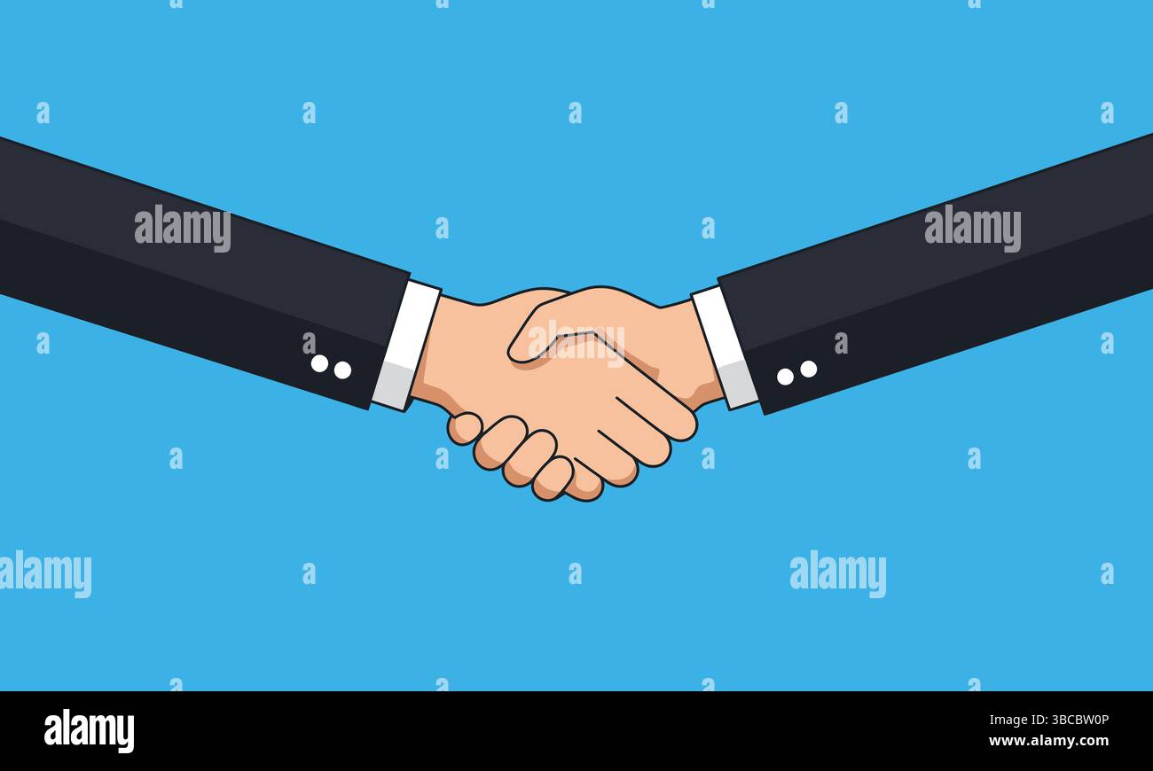 Illustrazione del vettore Business Handshake su sfondo blu Illustrazione Vettoriale