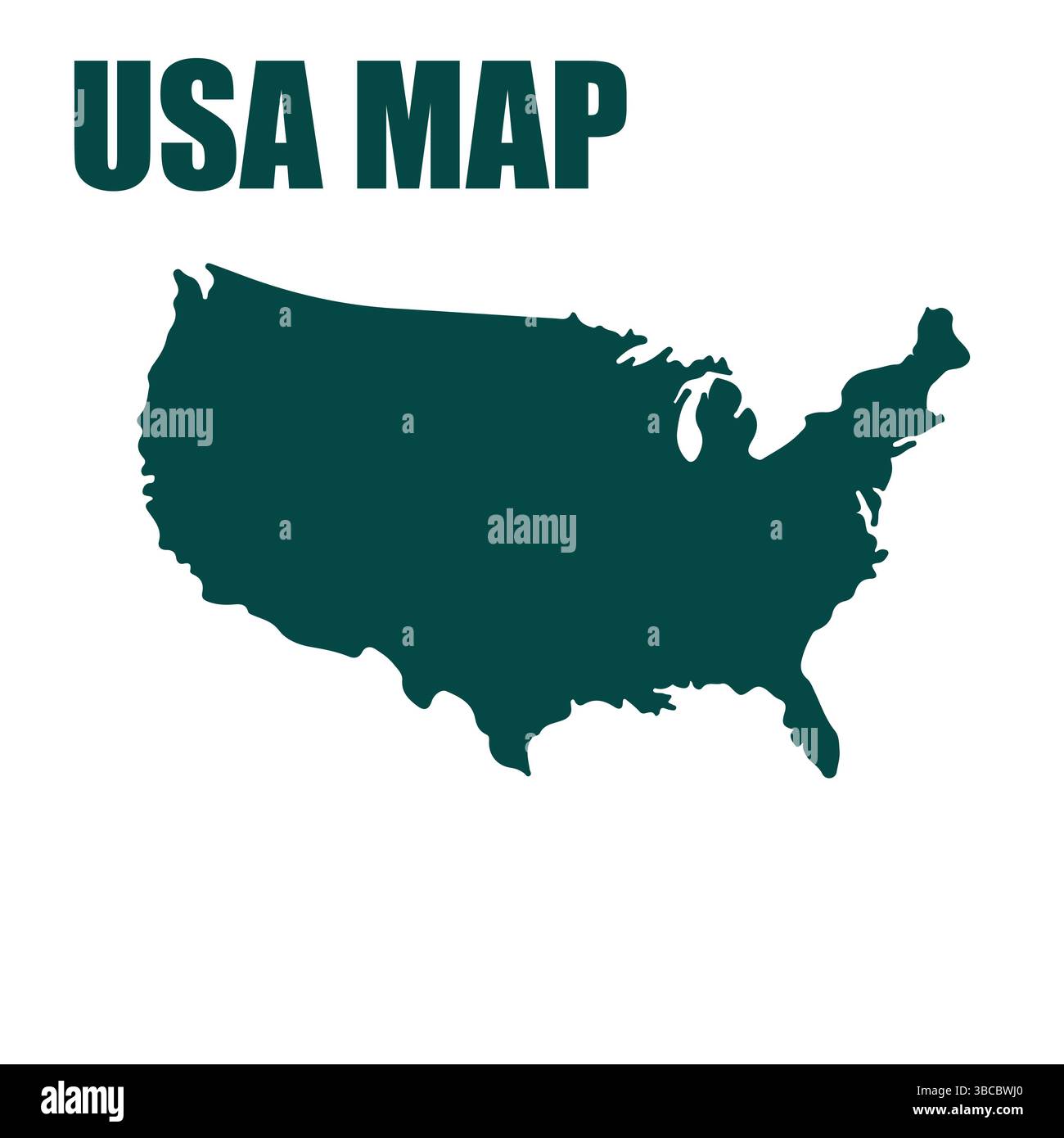 USA Map silhouette vettoriale – Stati Uniti Outline Graphic for Design & Education Illustrazione Vettoriale