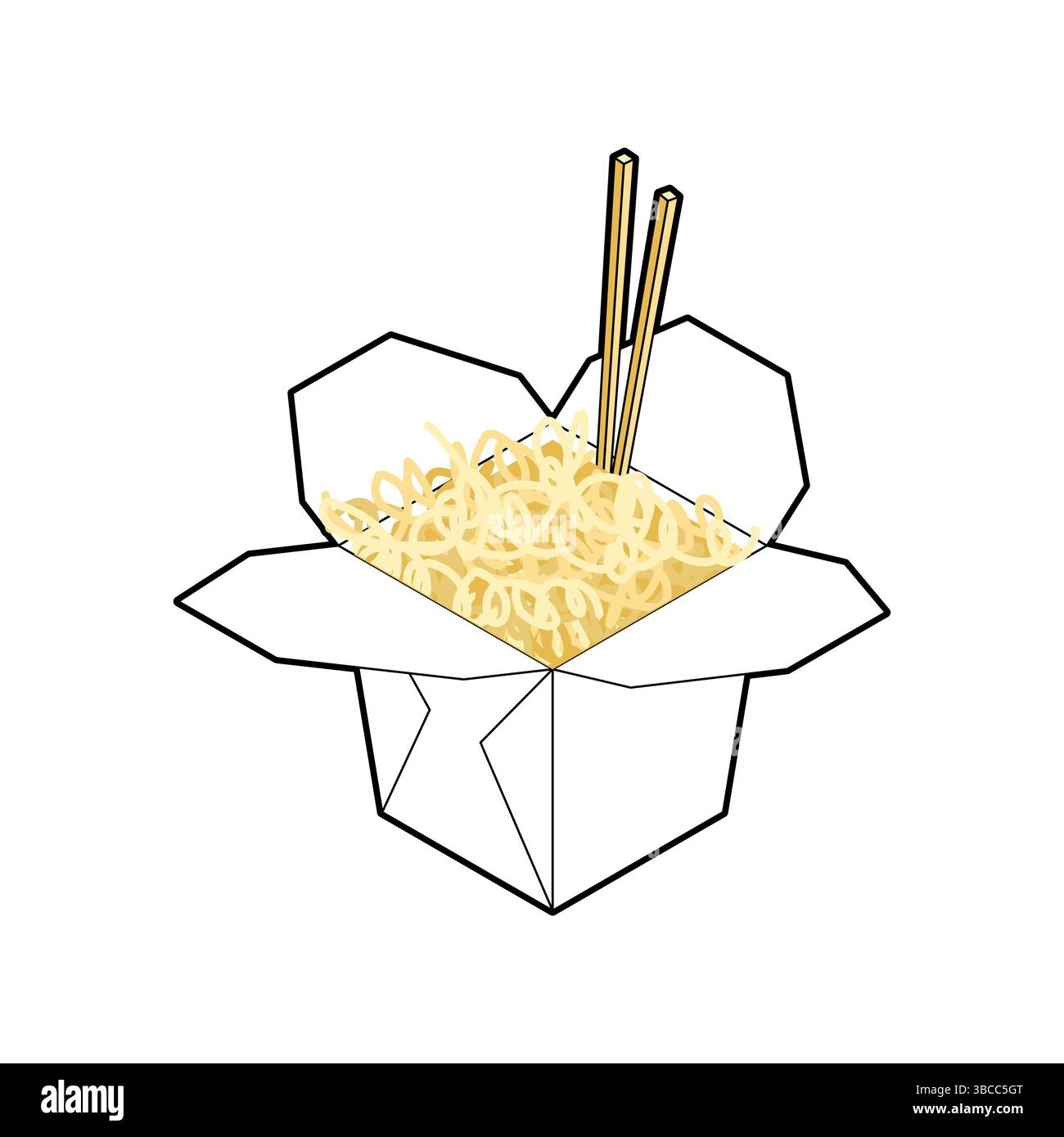 Spaghetti cinesi nella scatola. Cibo tradizionale in Cina Illustrazione Vettoriale