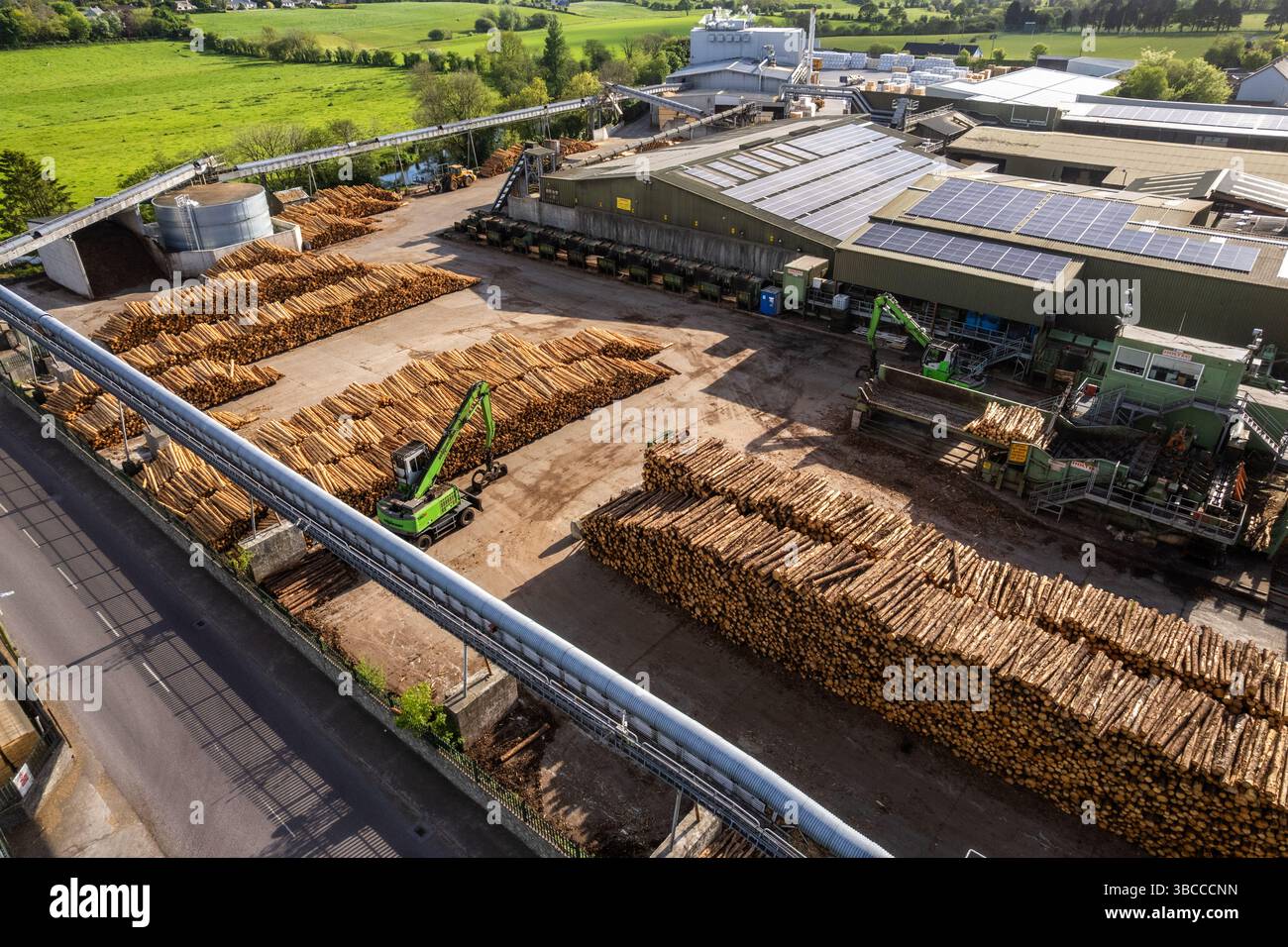 GP Wood Timber Processing Plant, Enniskeane, West Cork, Irlanda. Foto Stock