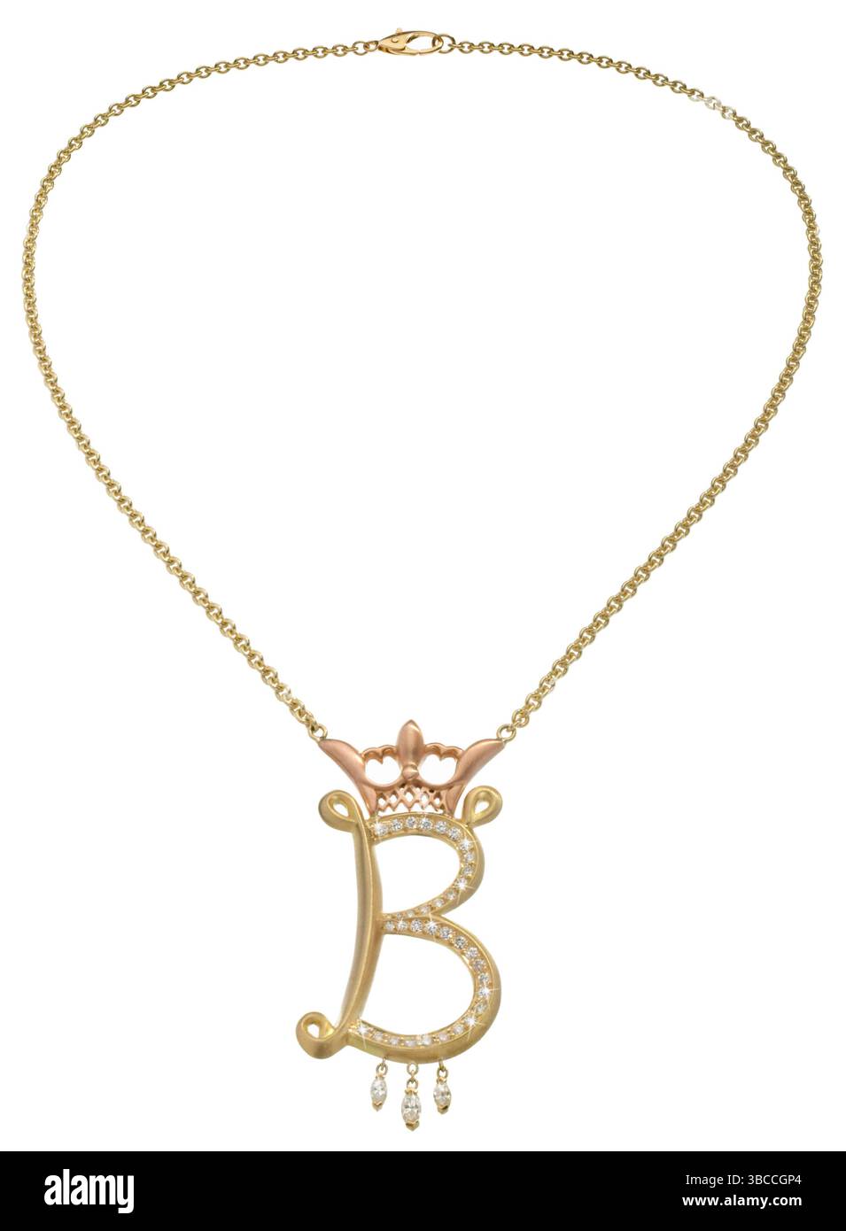 collana anne boleyn b direttamente fotografata su sfondo bianco Foto Stock