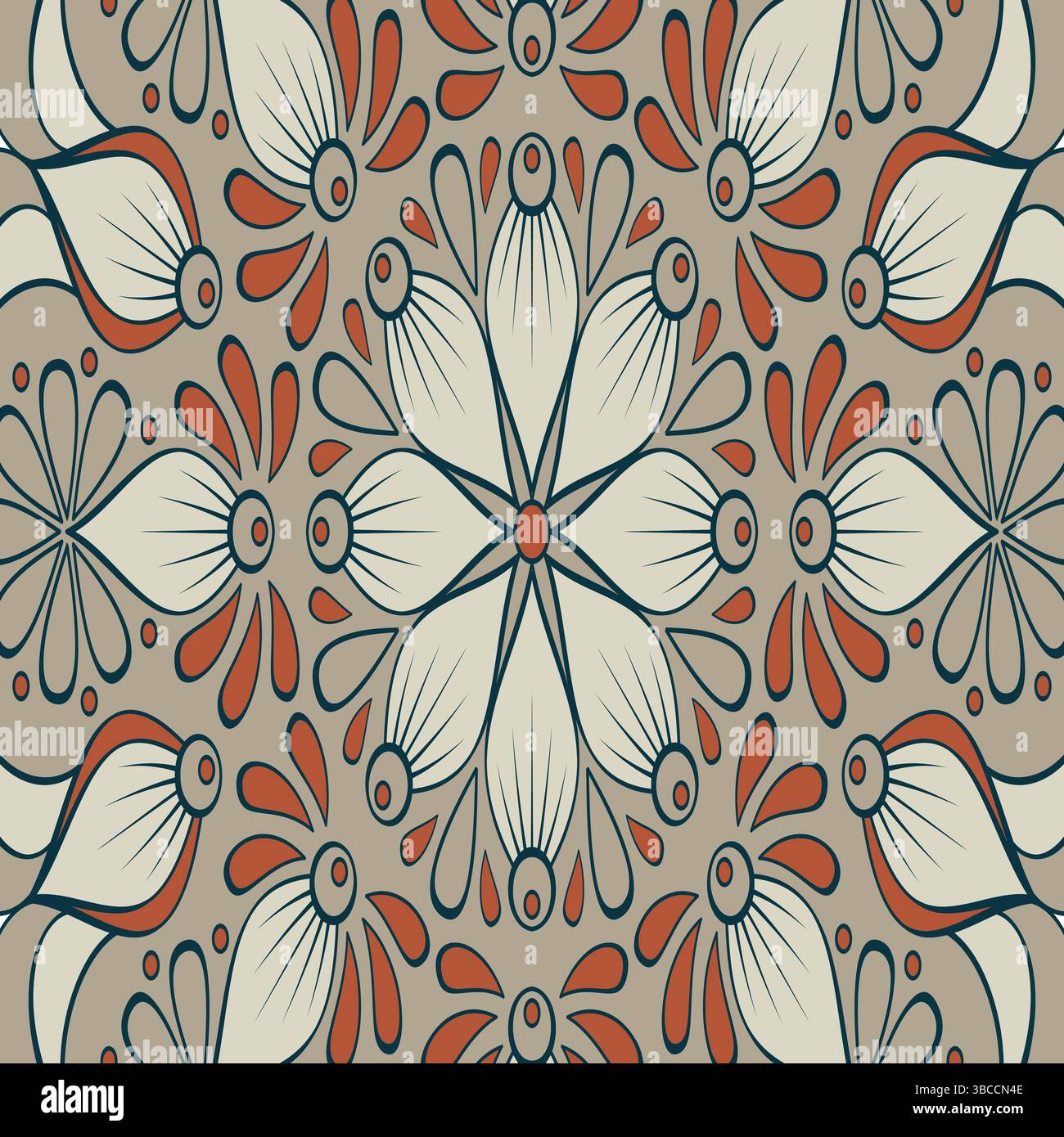 Gli eleganti disegni floreali, mandala e motivi decorativi decorano il design digitale con un elegante motivo floreale e un elemento decorativo intricato Illustrazione Vettoriale
