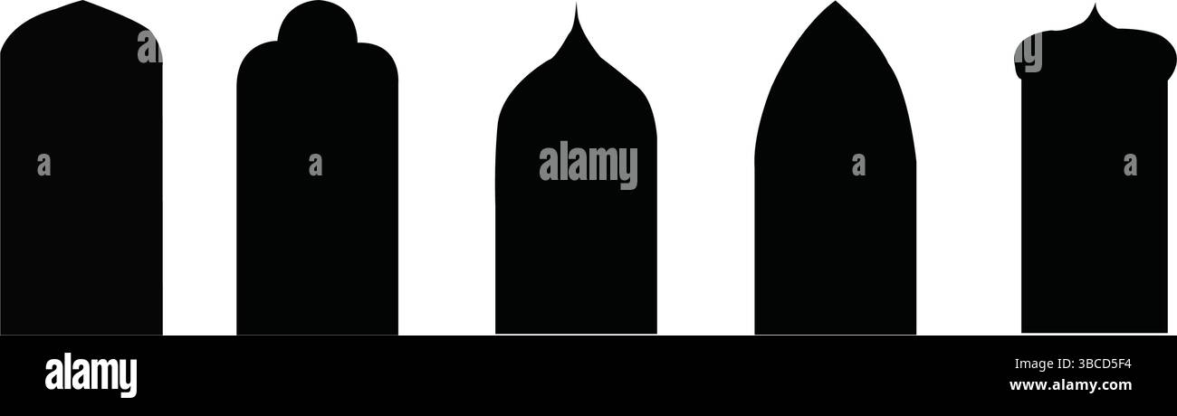 Porta ad arco islamico e telaio della finestra in stile boho minimale per il design ramadan e arabo. Illustrazione Vettoriale