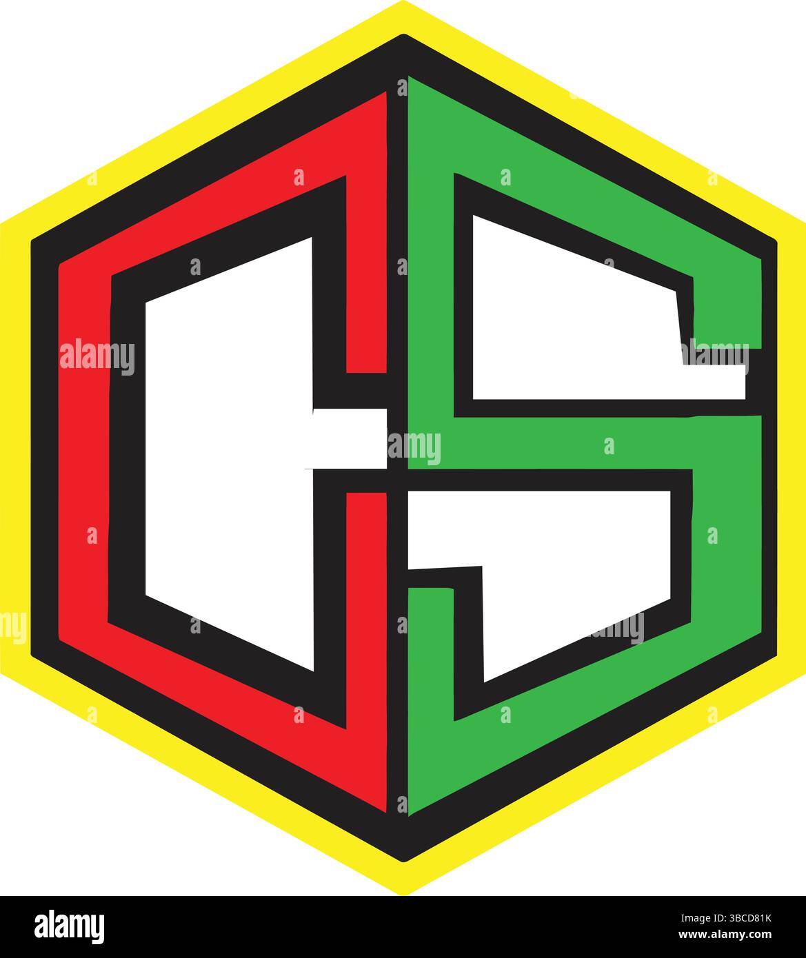 Bold, monogramma CS, design geometrico esagonale Illustrazione Vettoriale
