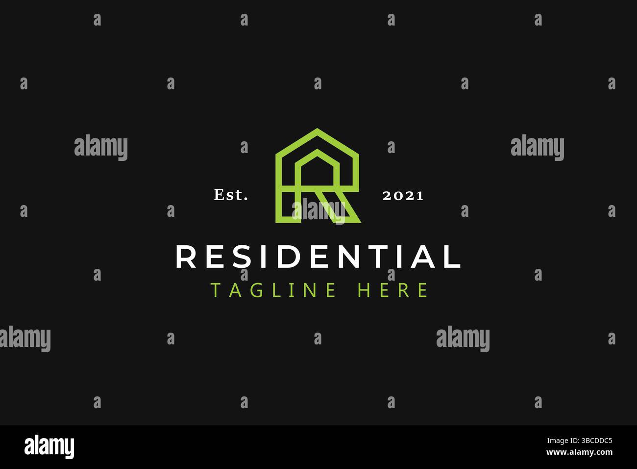 Logo Letter R Home and Residential Modern Business Illustrazione Vettoriale