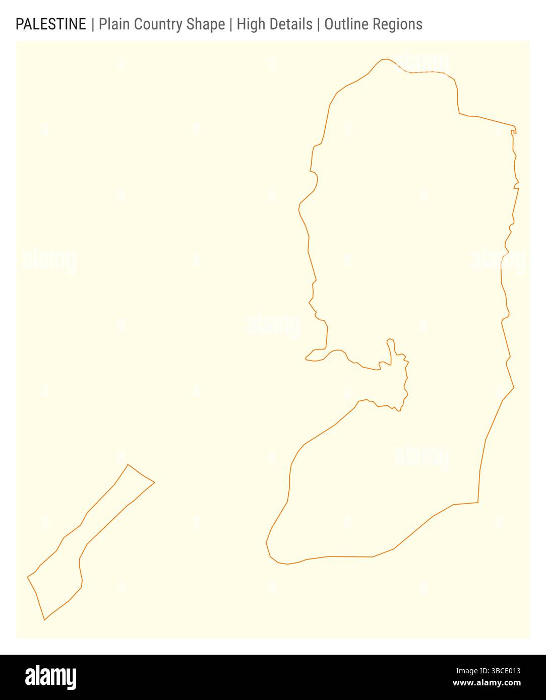 Mappa dei paesi pianeggianti della Palestina. Dettagli di alto livello. Stile delle aree di contorno. Forma della Palestina. Illustrazione vettoriale. Illustrazione Vettoriale