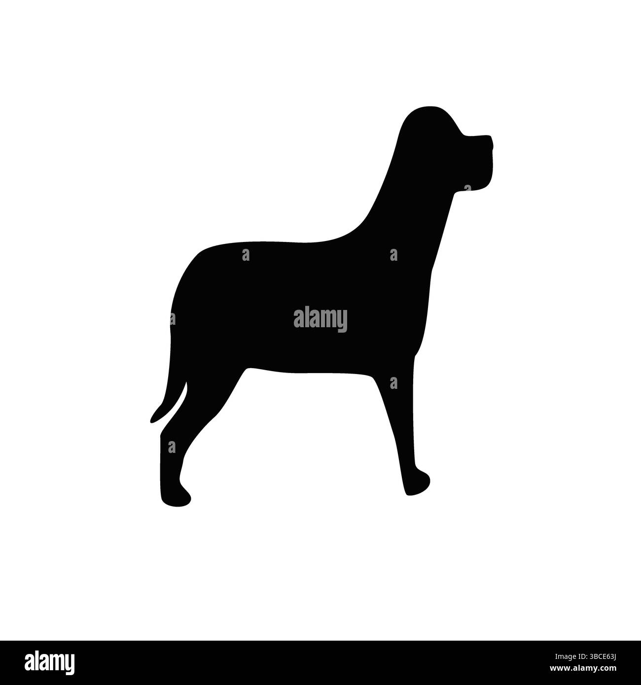 Icona di silhouette di cane fatta a mano isolata su sfondo bianco Illustrazione Vettoriale