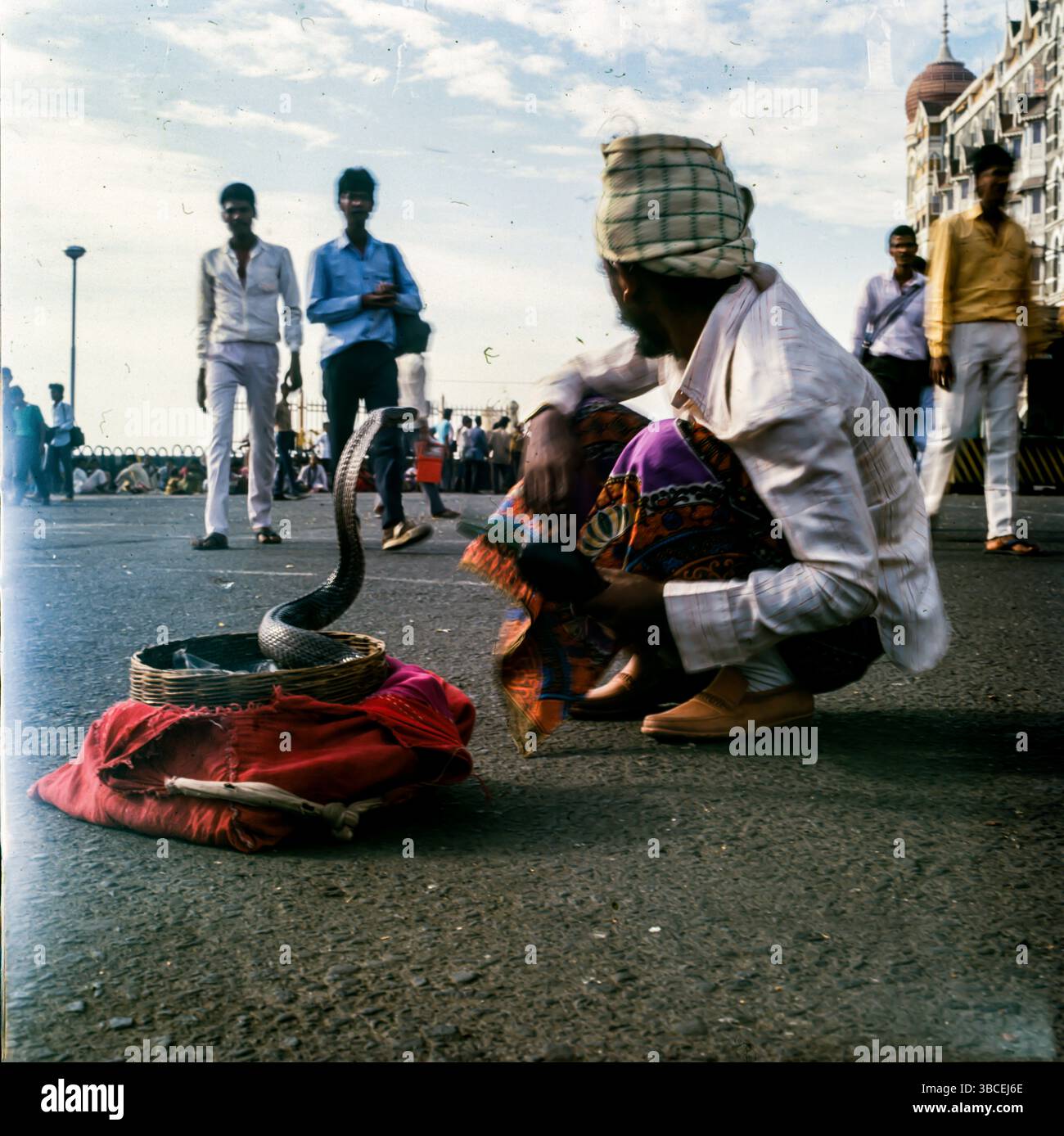 Snake Charmer in Mumbai Street, India. Foto Stock