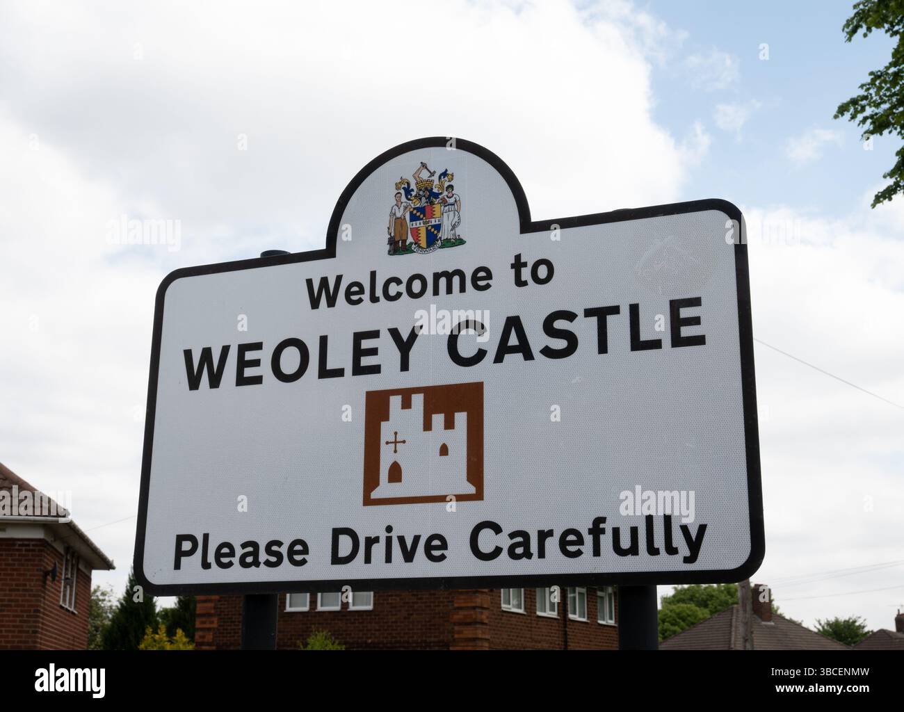 Cartello di Weoley Castle, Birmingham, West Midlands, Inghilterra, Regno Unito Foto Stock