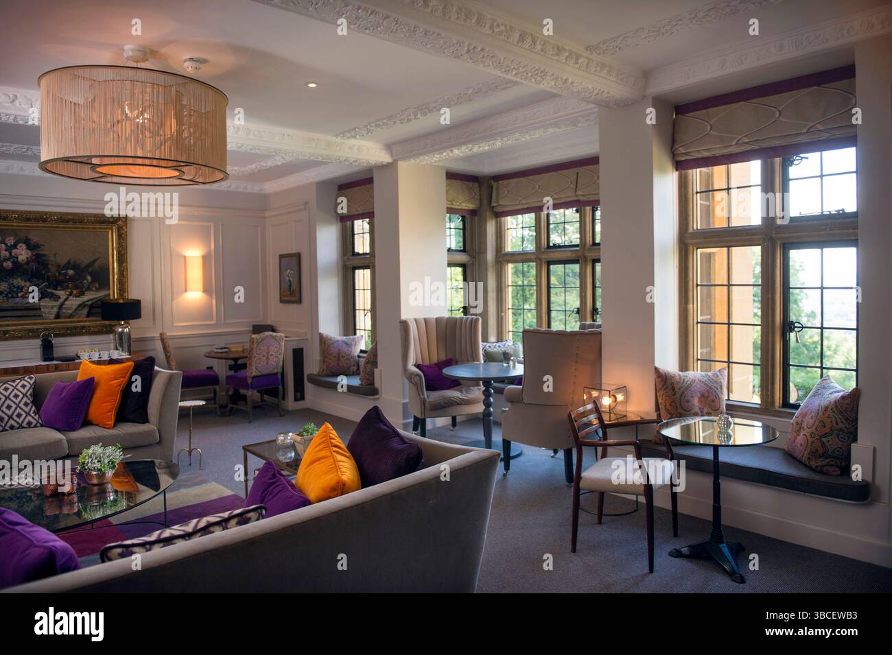 La lounge al Foxhill Manor Hotel vicino a Broadway, Worcestershire Regno Unito. Foto Stock