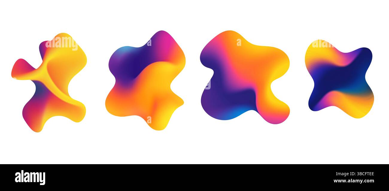 Forme astratte colorate si fondono con sfumature vibranti in una mostra artistica contemporanea Foto Stock