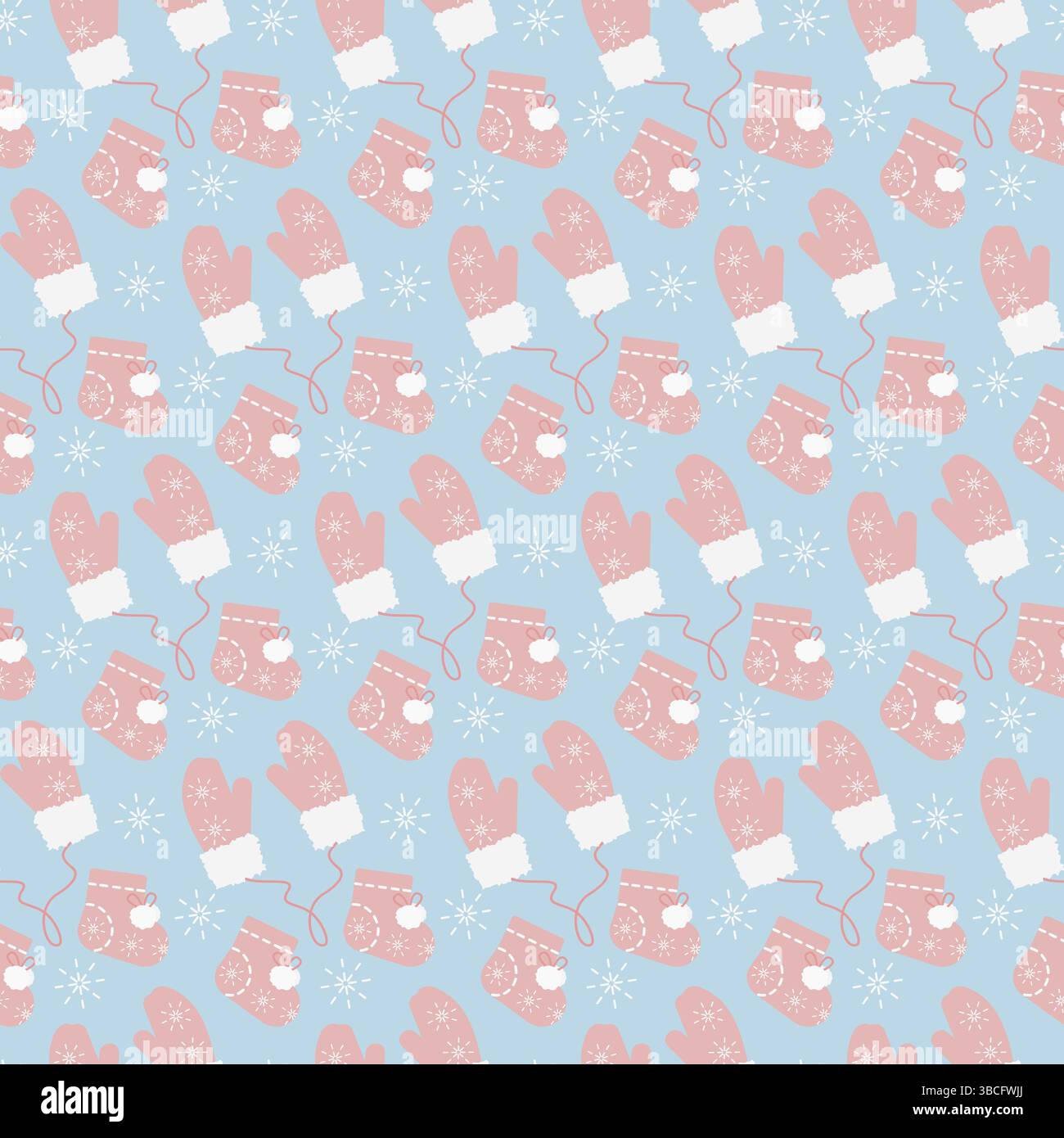 Guantoni su corda e stivaletti senza cuciture accessori invernali con decorazioni con fiocchi di neve per le vacanze. Perfetto per l'uso su carte tematiche, banner promozionali e volantini festivi che diffondono entusiasmo Illustrazione Vettoriale