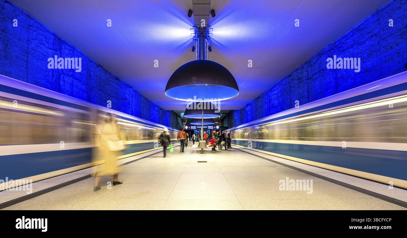 Stazione della metropolitana, Westfriedhof, Monaco, Baviera, Germania, Europa Foto Stock