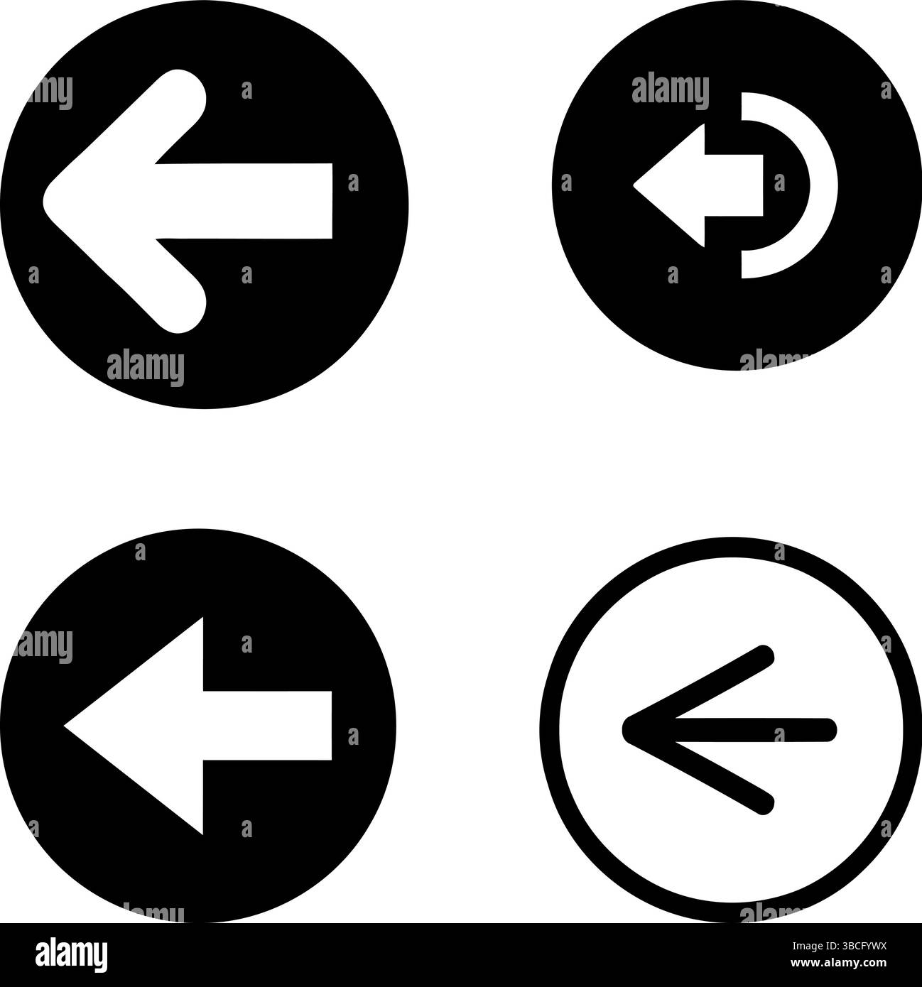 Quattro semplici icone freccia in bianco e nero/trasparente: Illustrazione Vettoriale