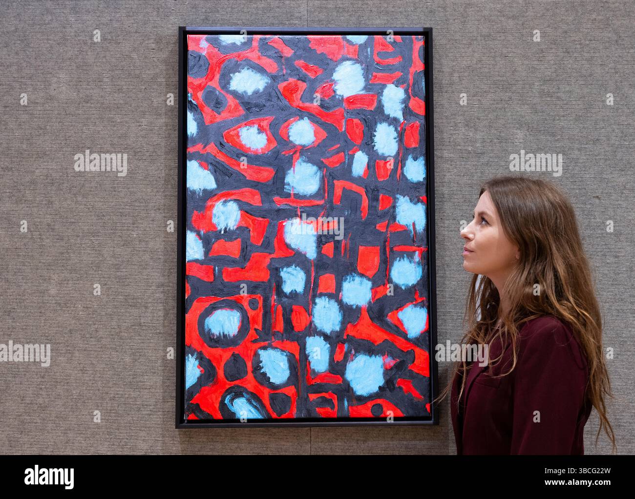 Bonhams, Londra, Regno Unito. 20 maggio 2025. La vendita di arte mediorientale moderna e contemporanea si svolge il 21 maggio. Le attrazioni principali includono: FAHR El-Nissa Zeid (Turchia, 1900-1991). La Mer Rouge (Mar Rosso), stima £ 30.000-50.000. Crediti: Malcolm Park/Alamy Live News Foto Stock