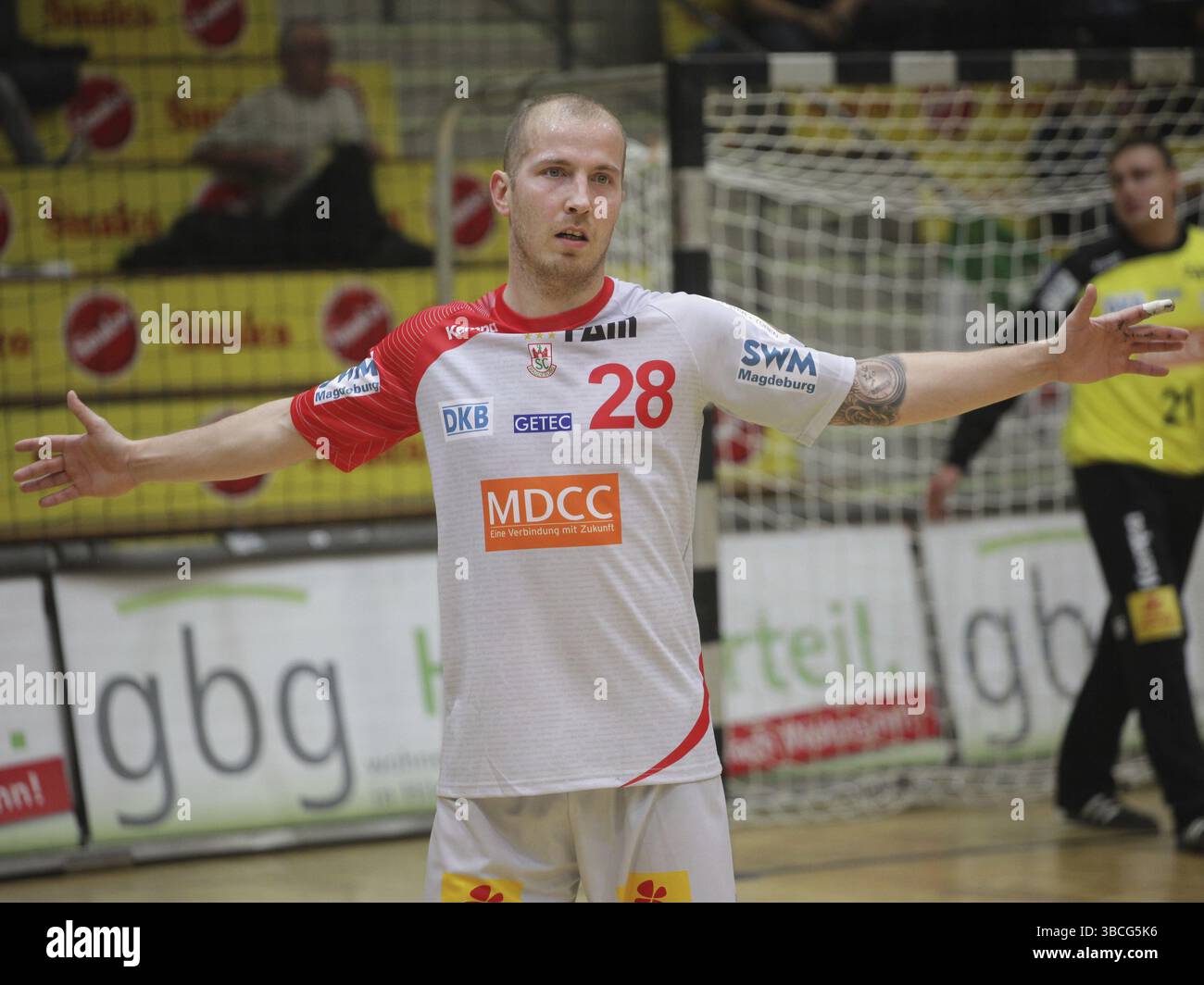 Pallamano austriaco Robert Weber SC Magdeburg DHB HBL DKB pallamano-Bundesliga stagione 2014-15, pallamano austriaco Robert Weber SC Magdeburg Foto Stock