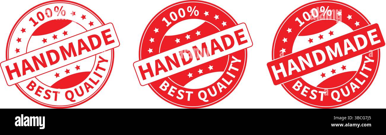 logo rosso con timbro fatto a mano con testo della migliore qualità del 100% per il packaging o il branding dei prodotti Illustrazione Vettoriale