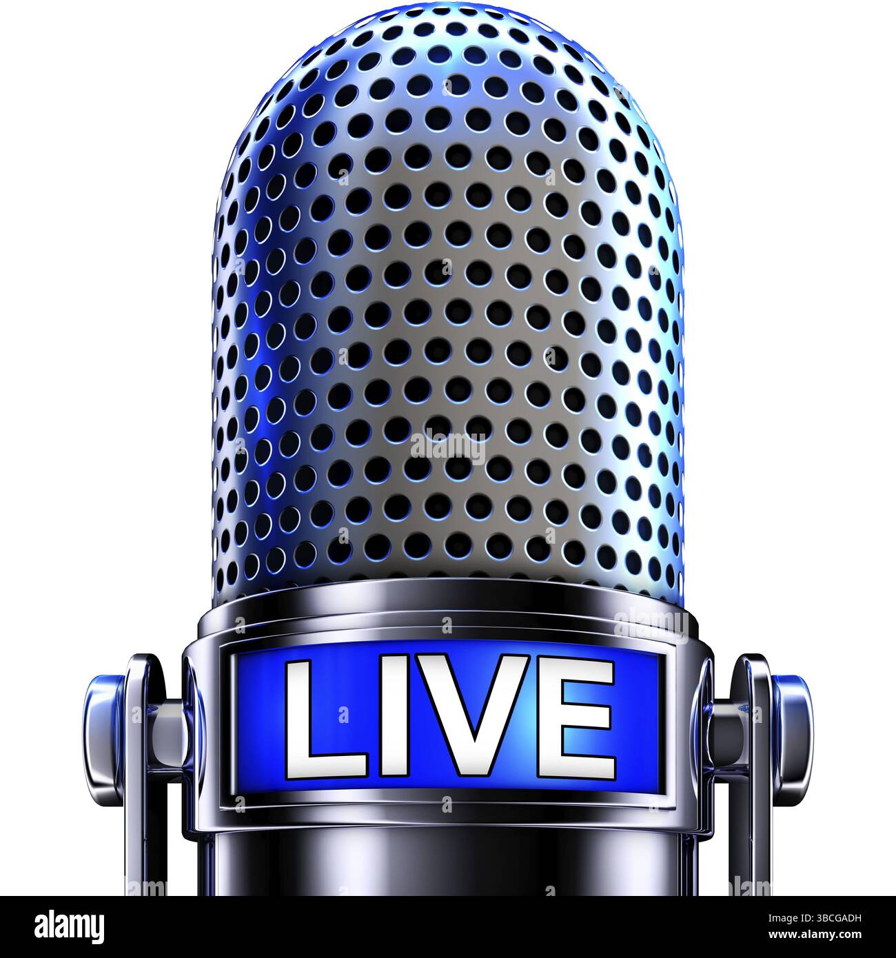 Rendering ad alta risoluzione di un microfono con un'icona dal vivo Foto Stock