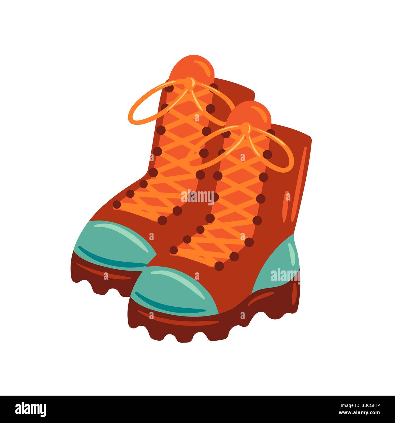 Robusti stivali da trekking progettati per durare e garantire comfort su terreni accidentati. Con suola robusta per trazione, materiali impermeabili e imbottiti Illustrazione Vettoriale