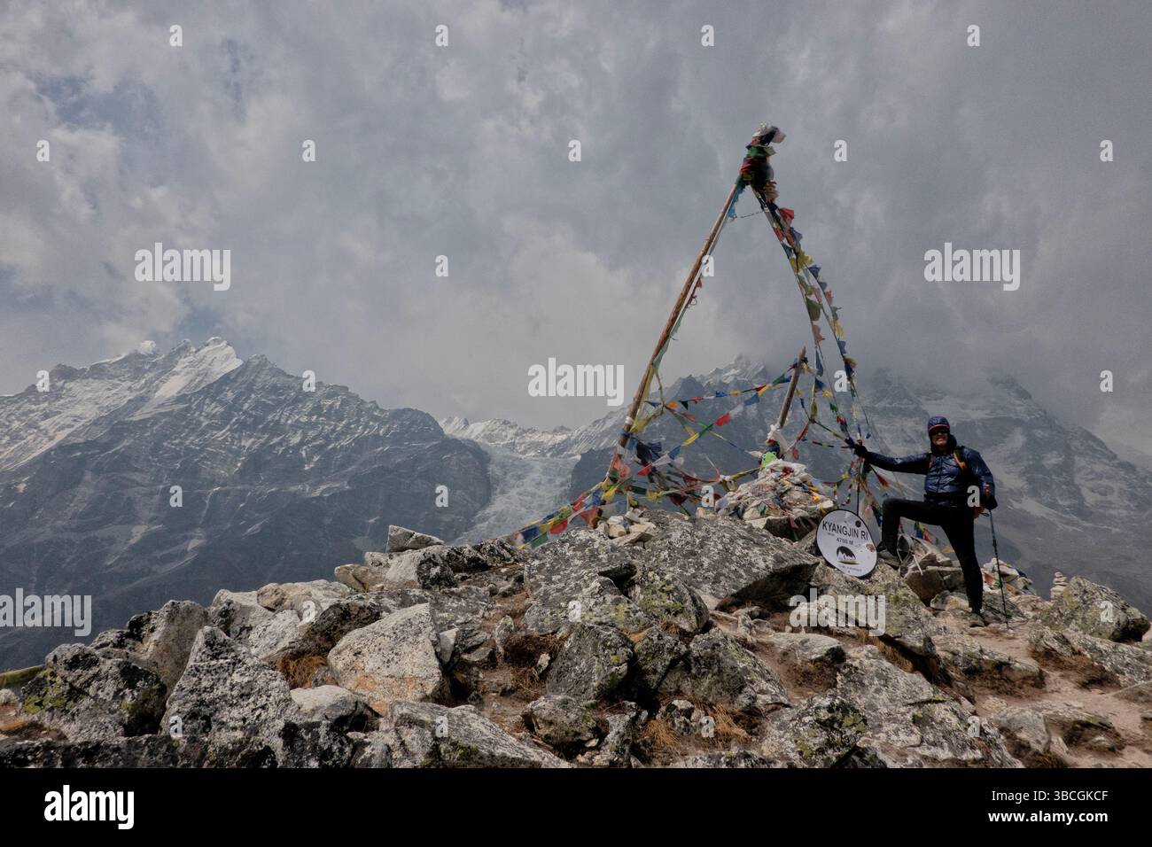 Vista dalla cima di Tsergo Ri, Parco Nazionale di Langtang, Kyanjin Gompa, Nepal Foto Stock