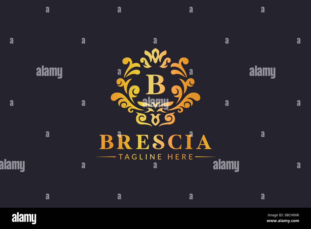 Logo Luxury monogramma vintage decorato Illustrazione Vettoriale
