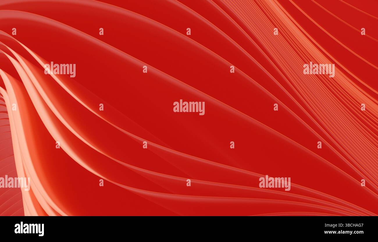 Schema d'onda astratta rosso brillante con curve fluide ed energia dinamica. Illustrazione del frullatore Foto Stock