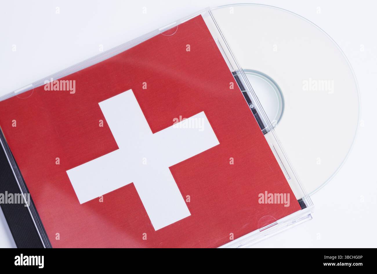 L'immagine mostra una scatola CD vuota e un disco Foto Stock