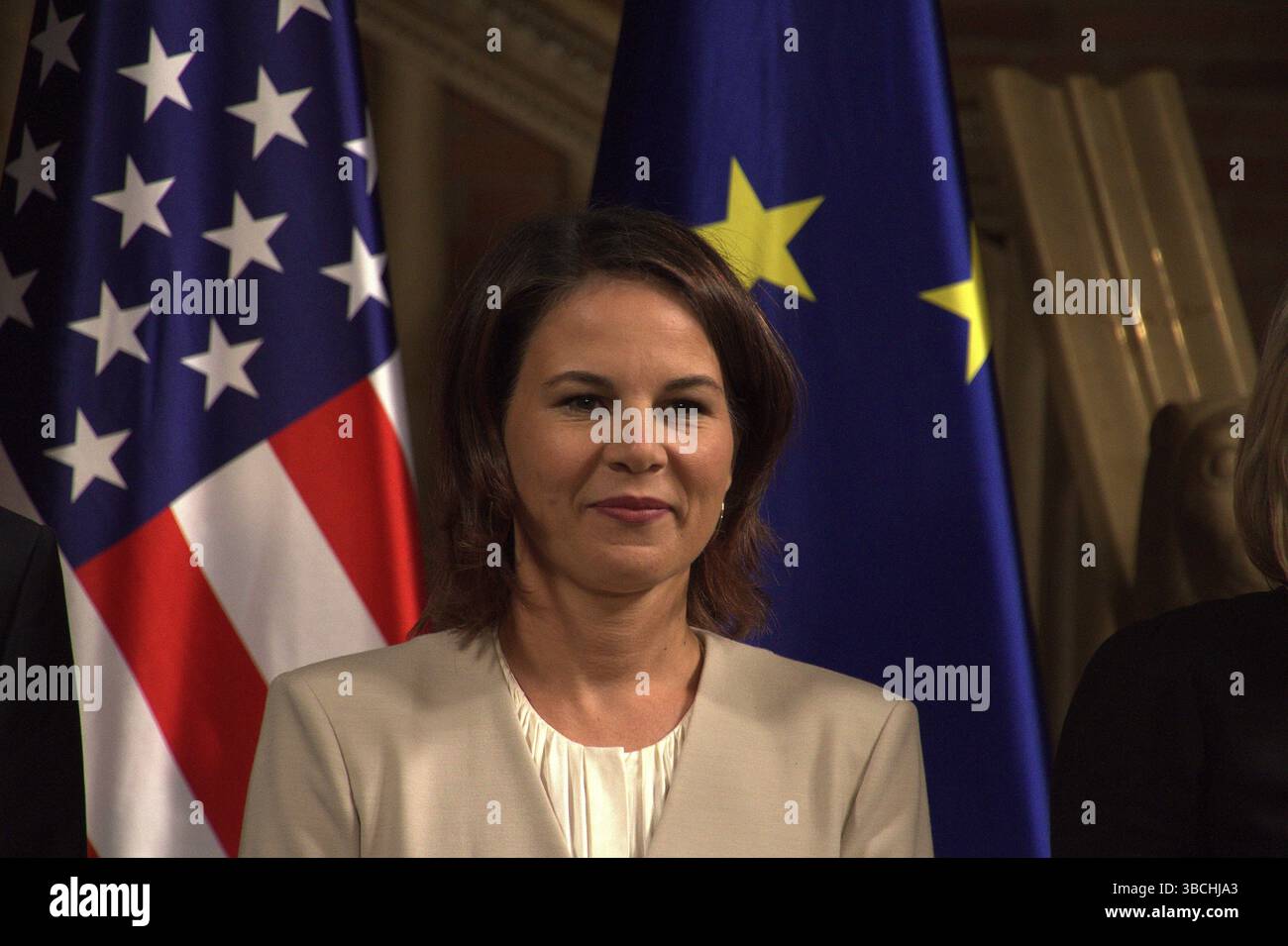 Annalena Baerbock alla riunione dei ministri degli Esteri del G7 a Muenster Annalena Baerbock alla riunione dei ministri degli Esteri del G7 a Muenster Foto Stock