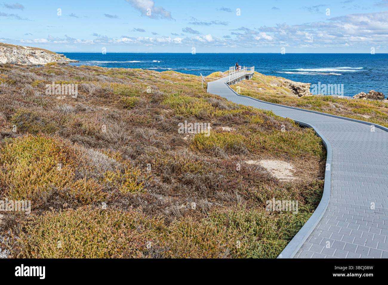 Il lungomare di Cape Vlamingh accanto a Fish Hook Bay sulla costa occidentale di Rottnest Island, (Wadjemup) Western Australia, WA, Australia. Foto Stock