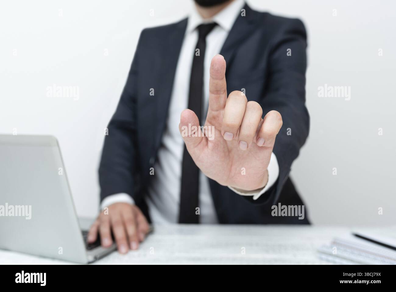 Ufficio remoto lavoro online Presentazione della tecnologia di comunicazione Foto Stock