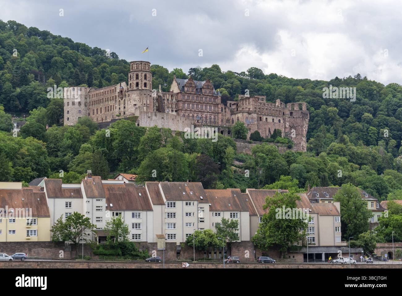 Vista sulle rovine del Palazzo Heidelberg nel centro storico Foto Stock