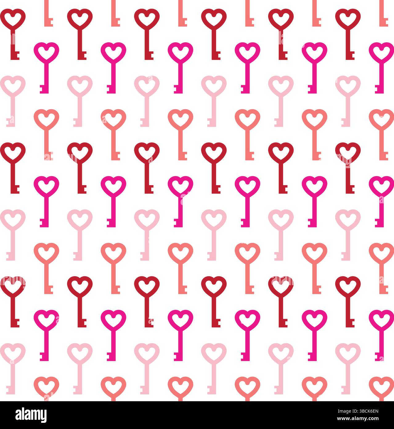 Modello vettoriale senza cuciture di tasti a cuore piatto isolato su sfondo bianco Illustrazione Vettoriale