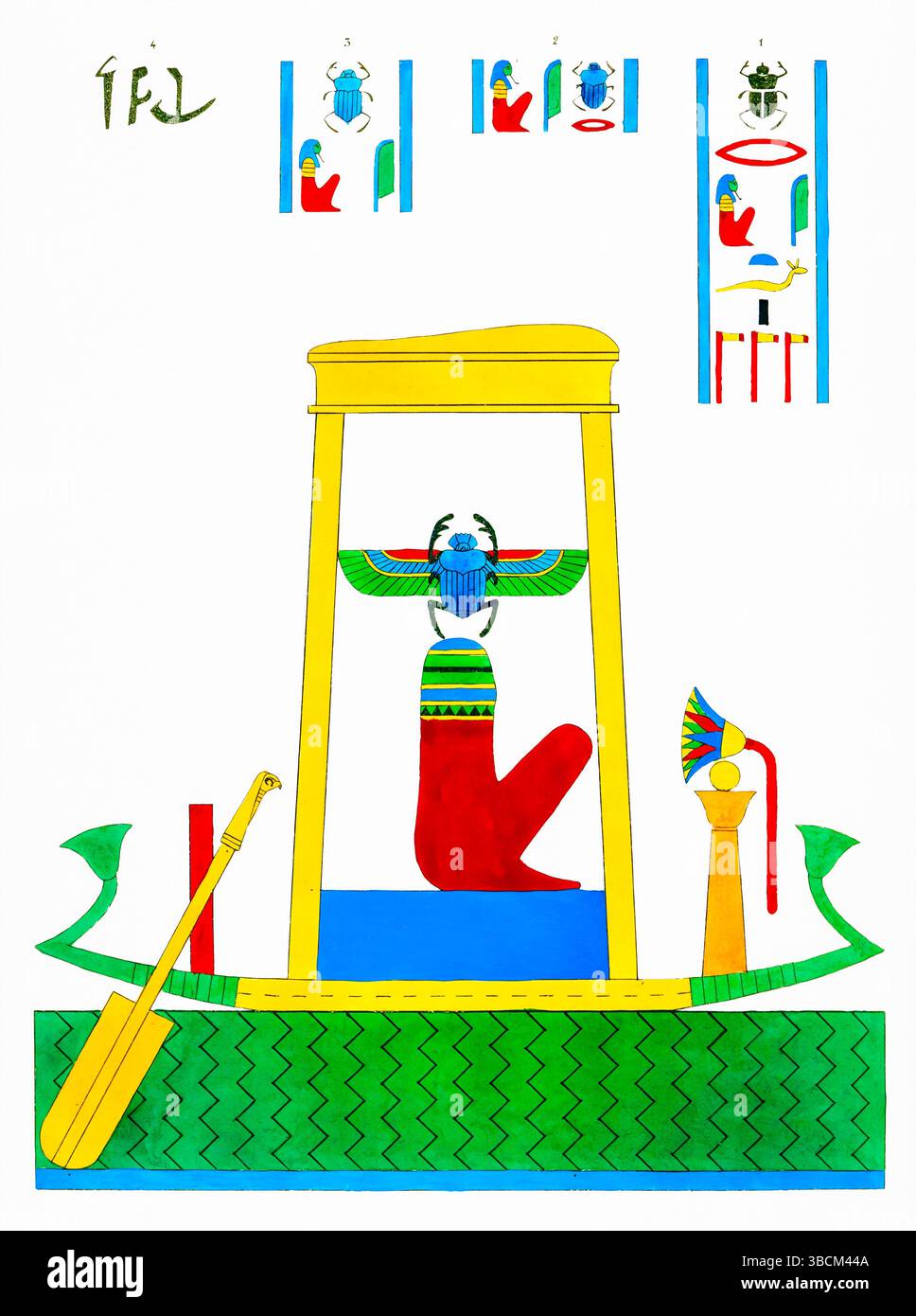 Illustrazione di Ptah, dio creatore egiziano, da Pantheon Egyptian di Dubois, Francia del XIX secolo. Incisione dettagliata raffigurante la mitologia egiziana. Foto Stock