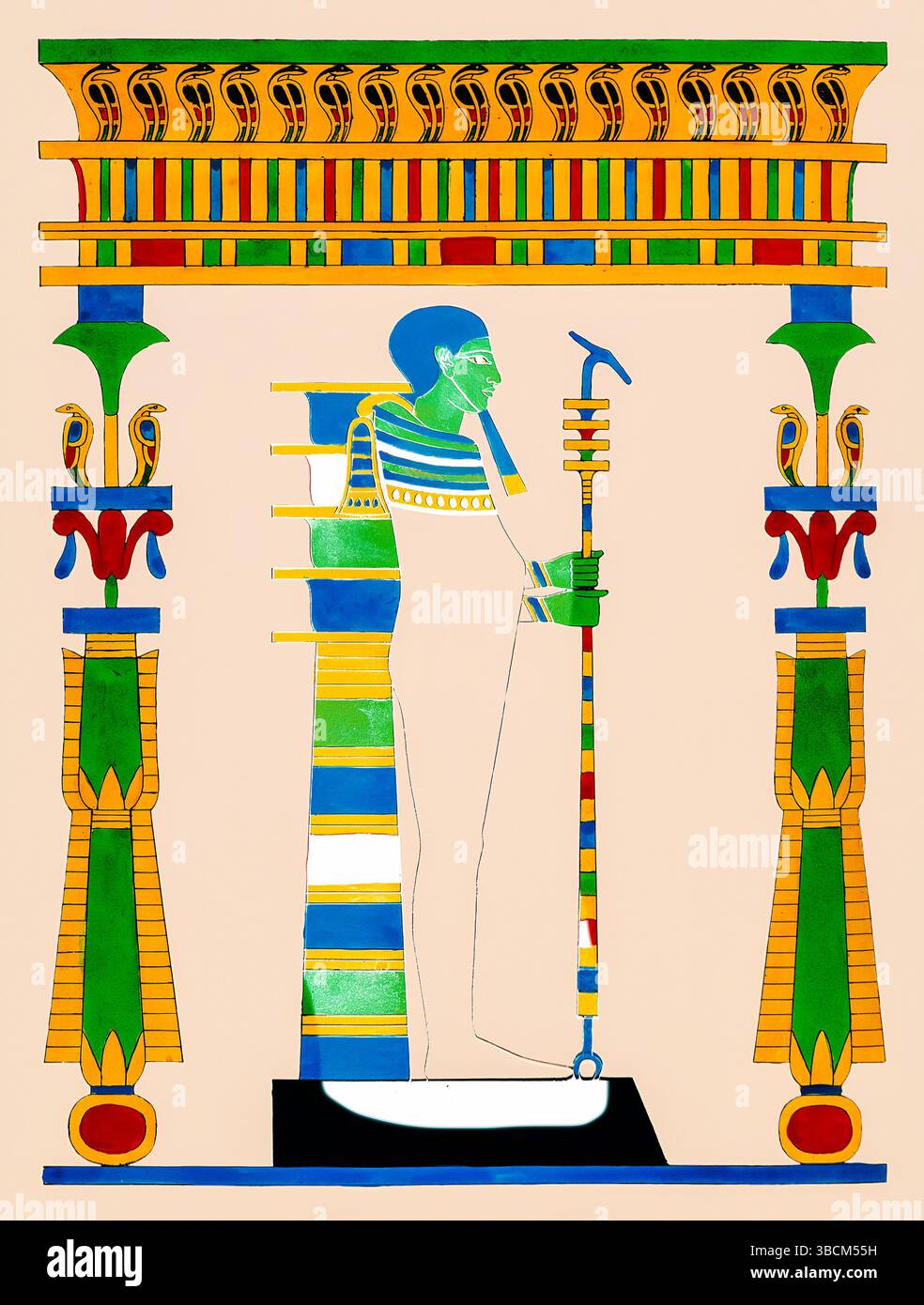 Illustrazione dettagliata del XIX secolo di Ptah, dio creatore egiziano, dal Pantheon egiziano di Dubois, che mostra la mitologia egiziana e il simbolo religioso Foto Stock