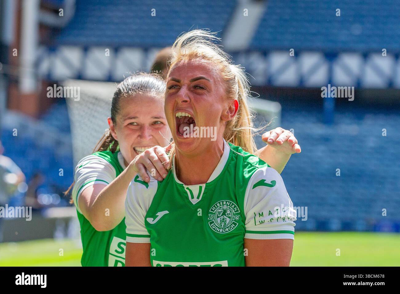 18 maggio 2025, il Rangers Women's FC ha giocato l'Hibernian Women's FC all'Ibrox Stadium di Glasgow nella finale della Scottish Women's Premier League. Foto Stock