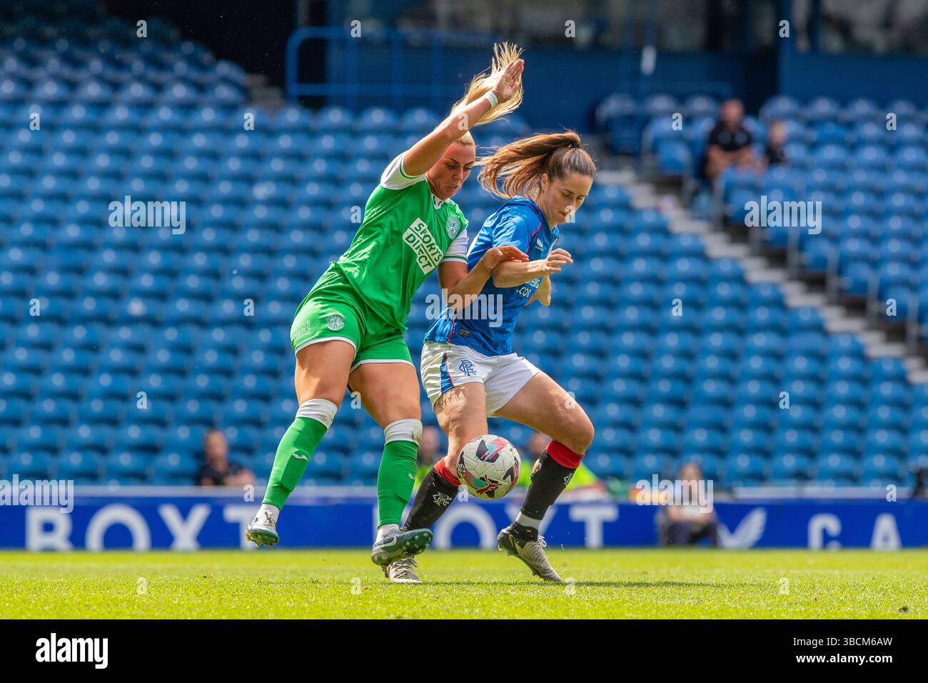 18 maggio 2025, il Rangers Women's FC ha giocato l'Hibernian Women's FC all'Ibrox Stadium di Glasgow nella finale della Scottish Women's Premier League. Foto Stock