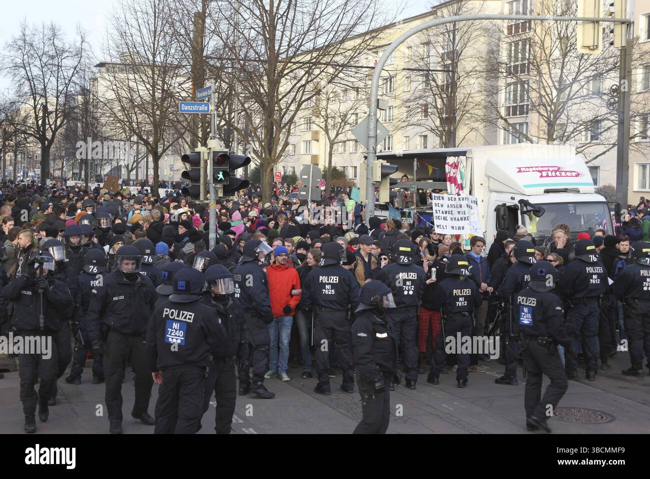 Miglio della democrazia il 18 gennaio 2014 a Magdeburgo Foto Stock