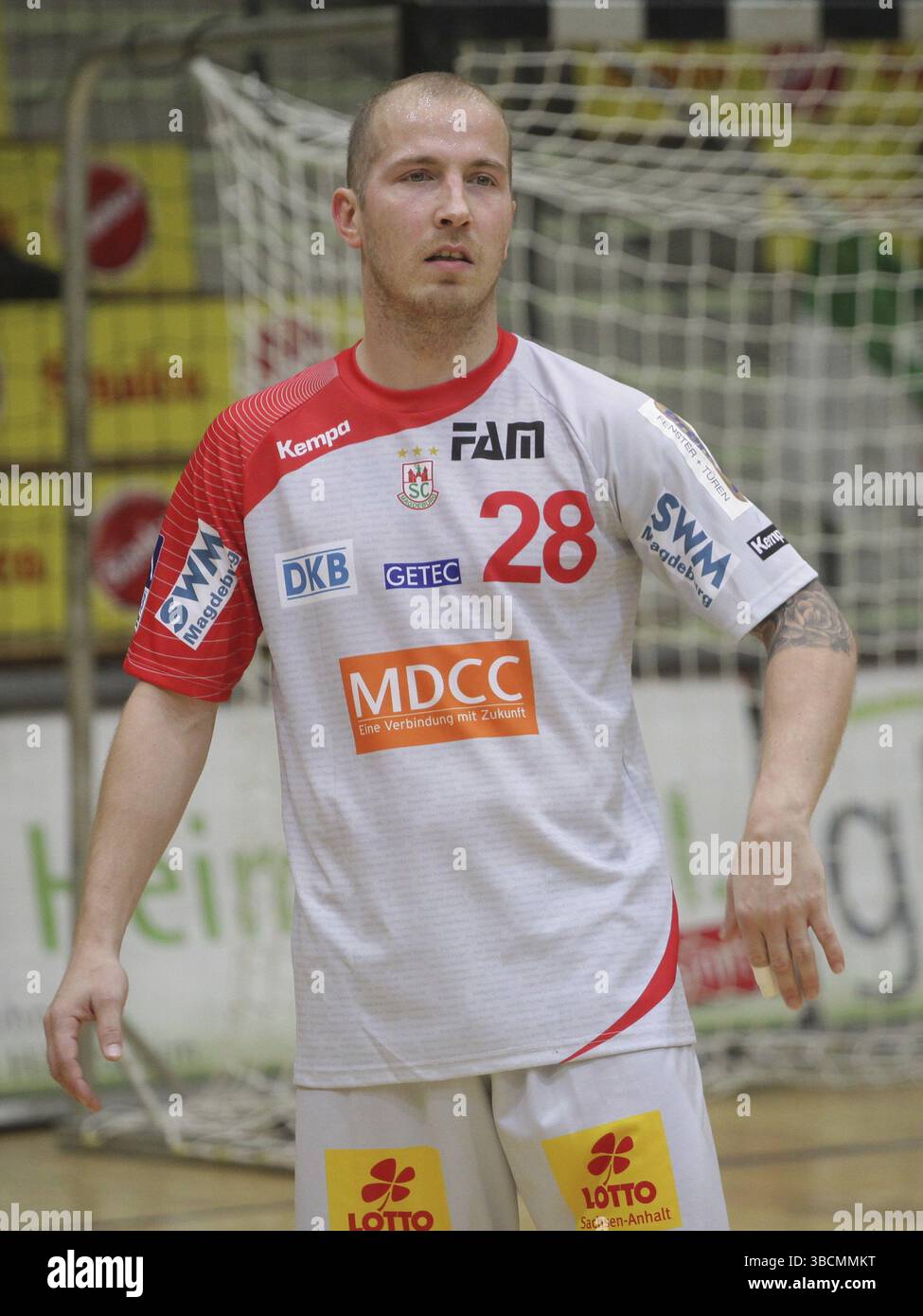 Il giocatore austriaco di pallamano Robert Weber del SC Magdeburg DHB DKB Bundesliga stagione 2014/15, il giocatore austriaco di pallamano Robert Weber del SC Magd Foto Stock