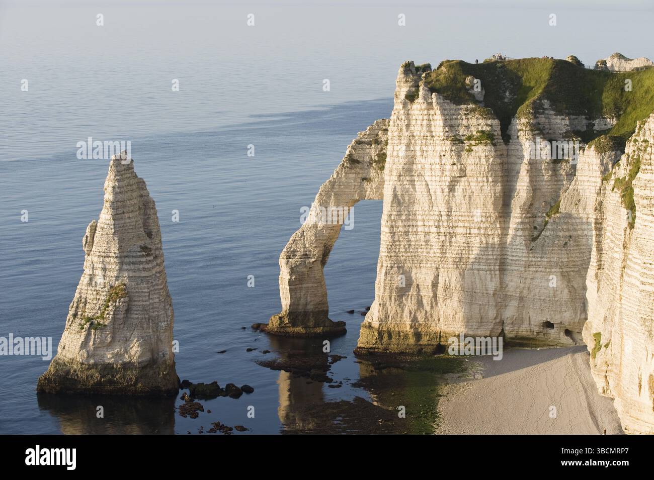 Falaise d'Amont, Etretat, alta Normandia, Francia, Europa Foto Stock