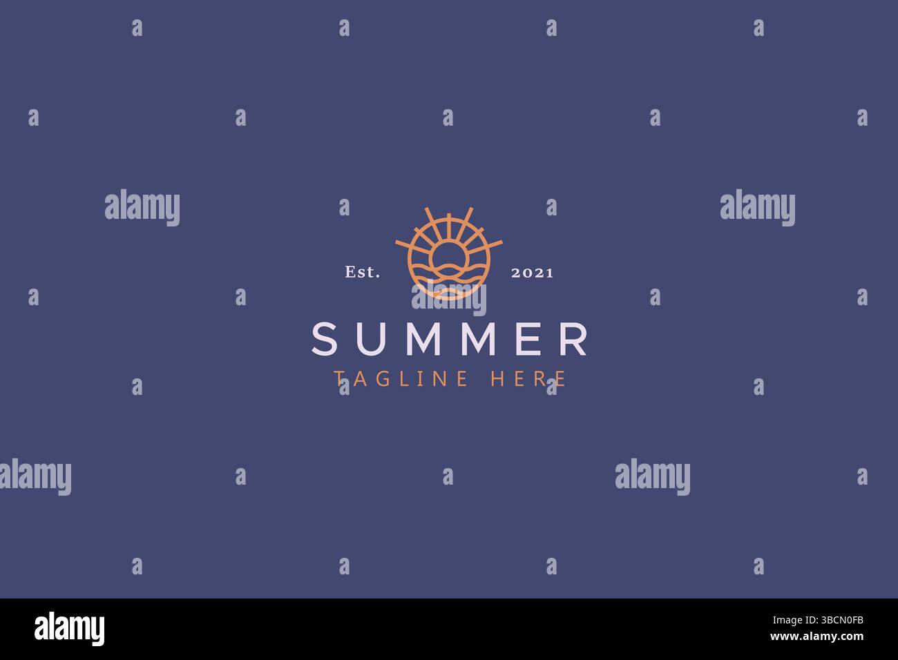 Logo Summer Beach Simple Badge. Branding Fashion Symbol Design. Illustrazione Vettoriale