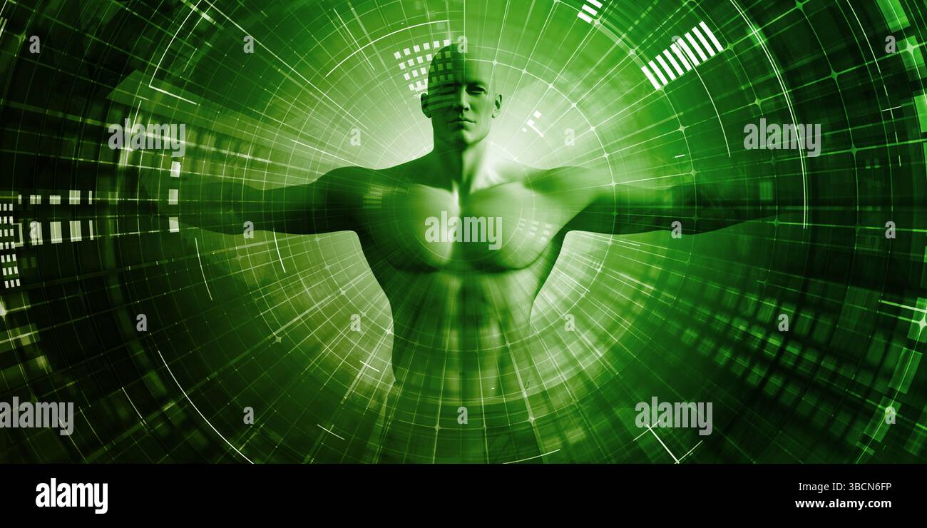 Concetto di realtà virtuale nella scienza della salute umana Foto Stock