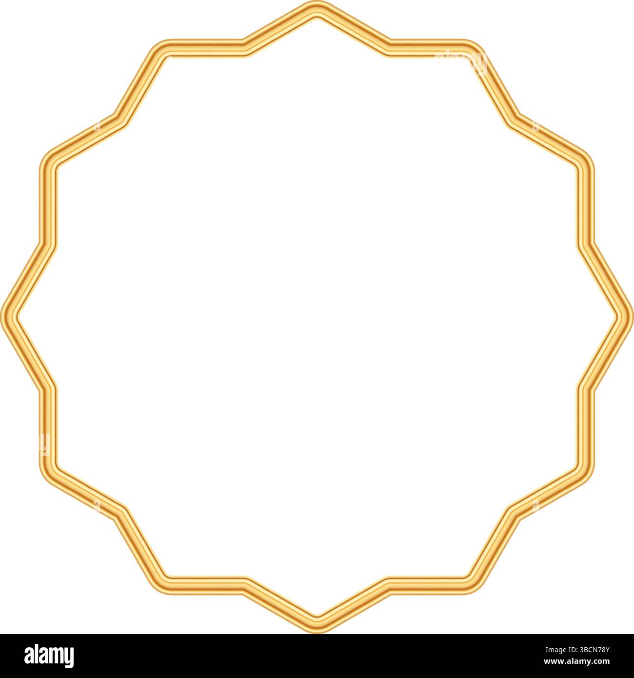 Bordo della vignetta poligonale lucido oro. Portale magico, ornamento arabo, icona arabesca, elemento decorativo islamico, sigillo mago, un francobollo magico Illustrazione Vettoriale