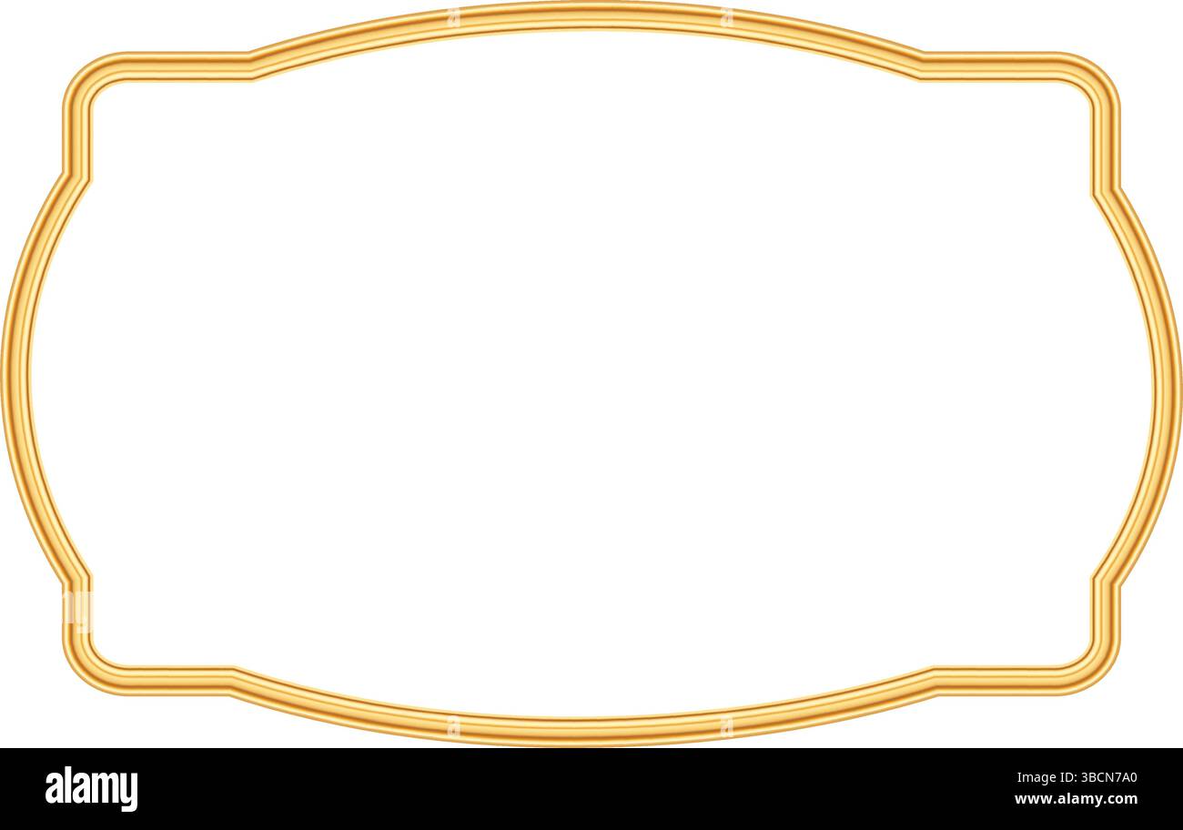 Cornice dorata in stile orientale. Cornice ornamentale islamica. Elemento decorativo indiano, forme marocchine. Illustrazione vettoriale per invito e biglietto d'auguri Illustrazione Vettoriale