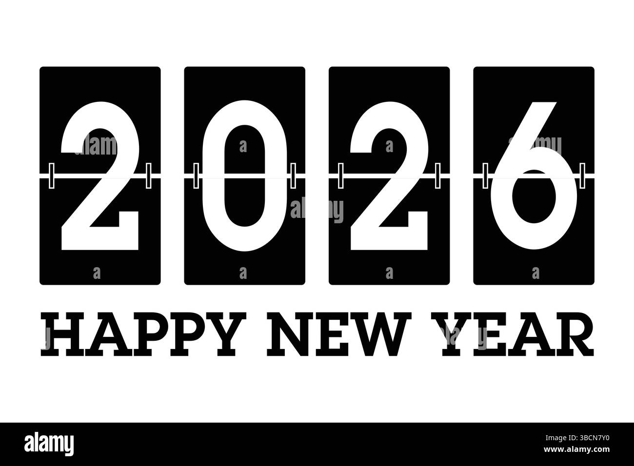 "Flipboard Style "2026 Happy New Year" Countdown Design. Illustrazione Vettoriale