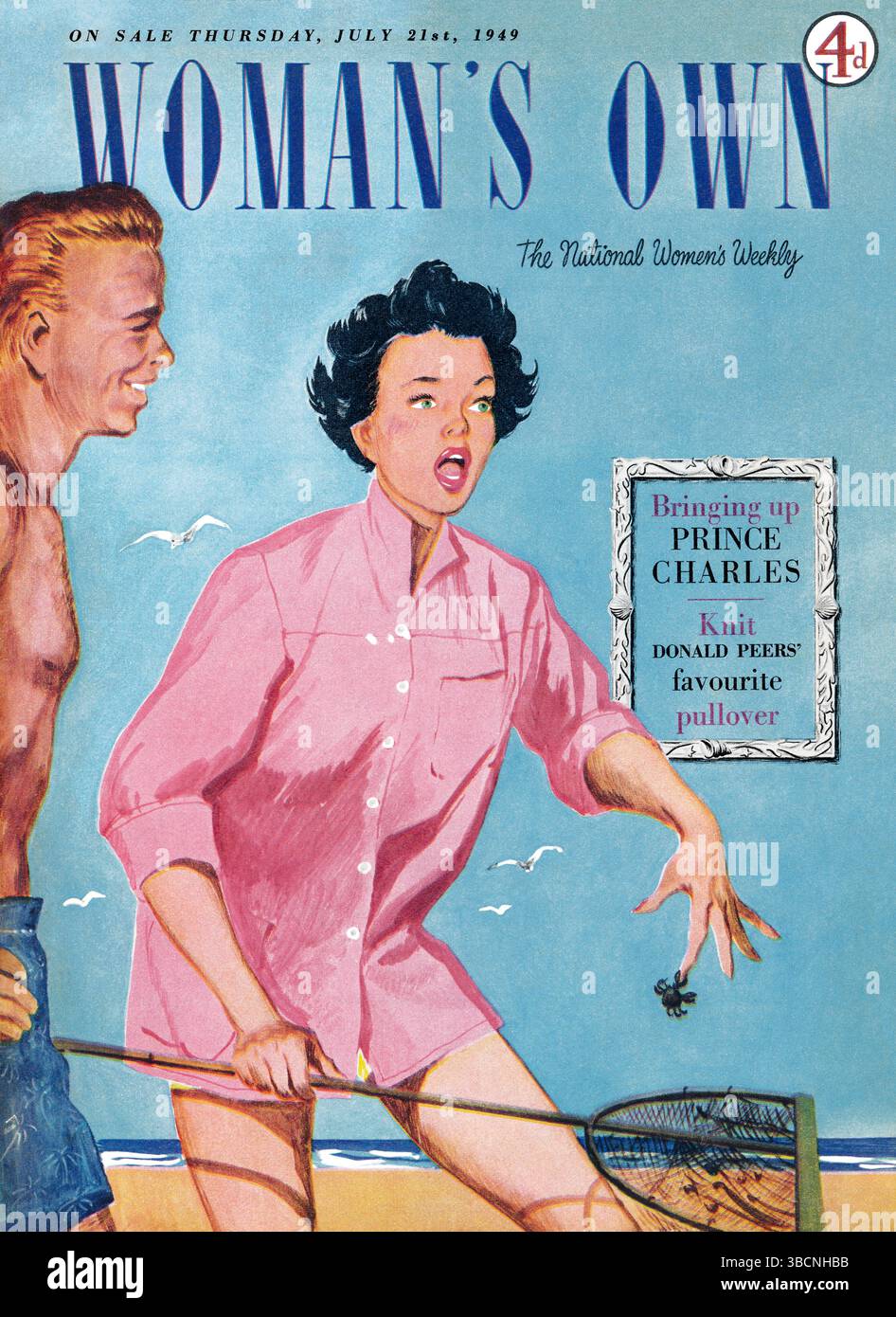 Copertina della rivista Woman's Own datata 21 luglio 1949, illustrata da Aubrey Rix. Foto Stock
