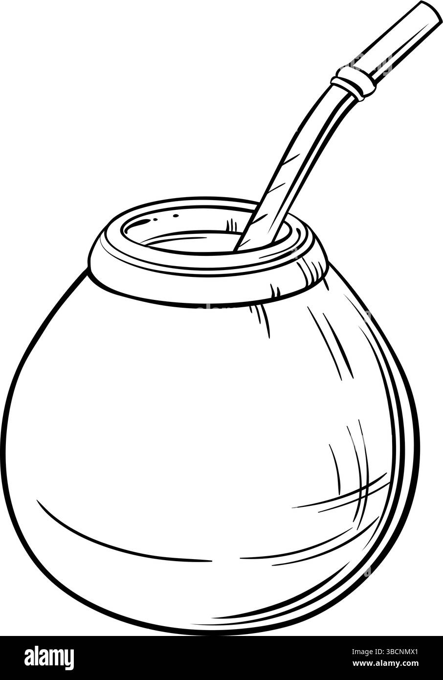 Mate Tea nell'illustrazione contorno Calabash. Illustrazione Vettoriale