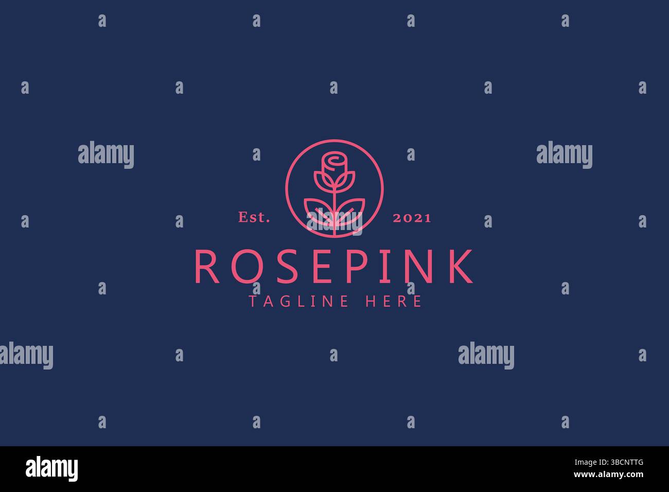 Logo Rose Beautiful Love Symbol. Illustrazione di lusso Gioielli di marca, cosmetici, Boutique, Moda. Azienda di tendenza donna di negozio. Illustrazione Vettoriale